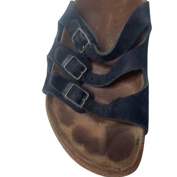 Birkenstock Florida Three-Strap Navy Leather Sandal Shoes. Size 38 (7/7.5). - Picture 3 of 7